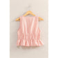 V-Neck Bow Detail Sleeveless Gingham Top