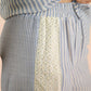 Lace Contrast Stripe Wide Leg Pants