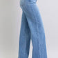 High Waisted Vintage Wash Retro Wide Leg