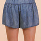 Chambray Button Down Flare Shorts