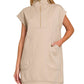 Knit Jacquard Quarter Zipper Mini Dress