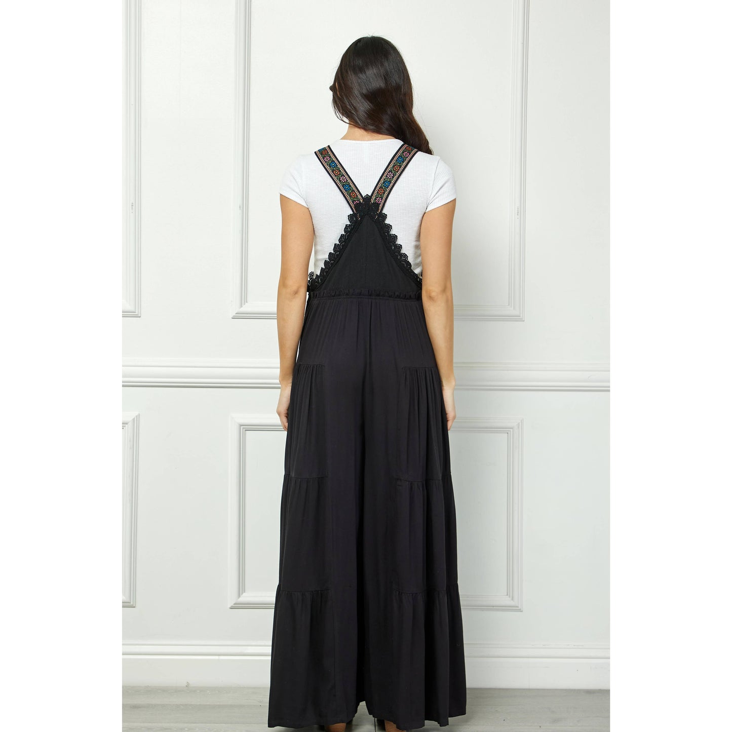 Embroidered Strap Flowy Jumpsuit