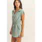 Collared Romper with Buttonless Placket