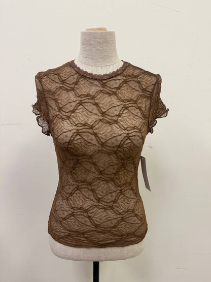 Mock Neck Lace Mesh Top