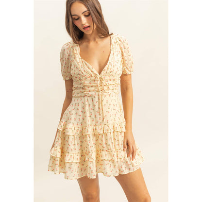 Ditsy Floral Print Tiered Mini Dress