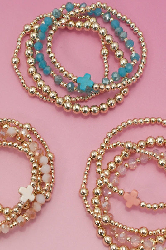 BOHO CROSS BEADED BRACELET SET