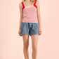 Crochet Sleeve Striped Knit Tank Top
