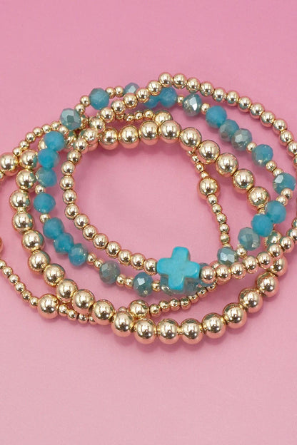 BOHO CROSS BEADED BRACELET SET