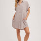 BUTTON UP SHIRT DRESS WITH POCKET