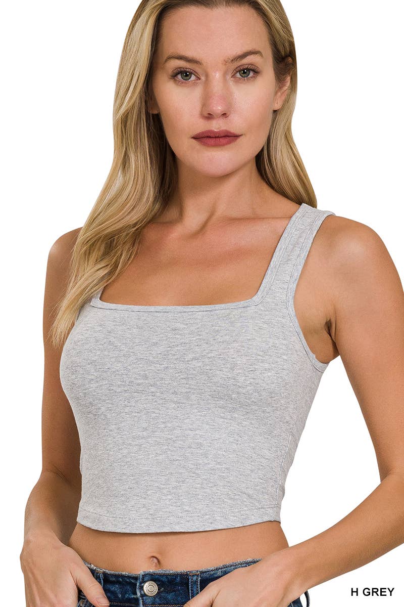Cotton Square Neck Cropped Cami Top