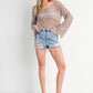 SHEER CROCHET BOAT NECK PULLOVER