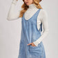DENIM WASHED OVERALL POCKET DRESS