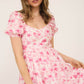 FLORAL OPEN BACK WITH TIE TIERED MINI DRESS