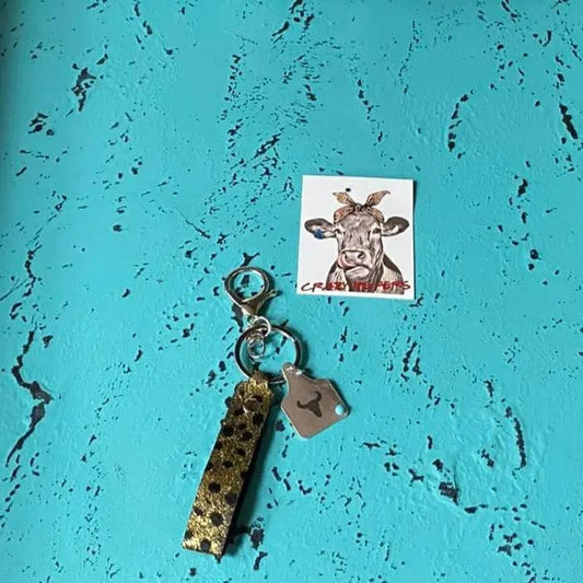 Metal Tag Cowhide Keychain - The Salty Mare