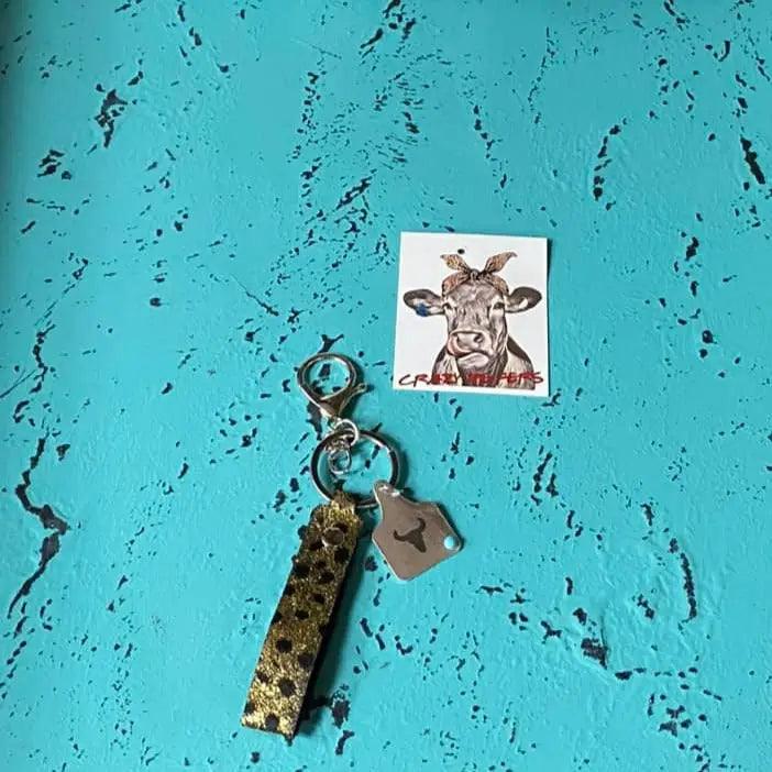 Metal Tag Cowhide Keychain - The Salty Mare