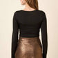 TWIST FRONT LONG SLEEVE KNIT TOP