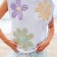 Pink Multi Crochet Flower Knit Short Sleeve Sweater Top