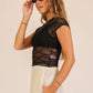 Mock Neck Lace Mesh Top