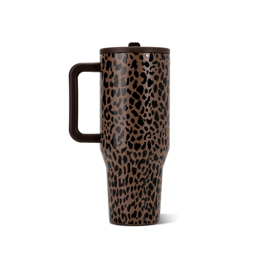 Brown Leopard HydroJug 40 oz Traveler Tumbler
