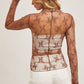 FLORAL EMBROIDERY LACE MESH LAYERING TOP
