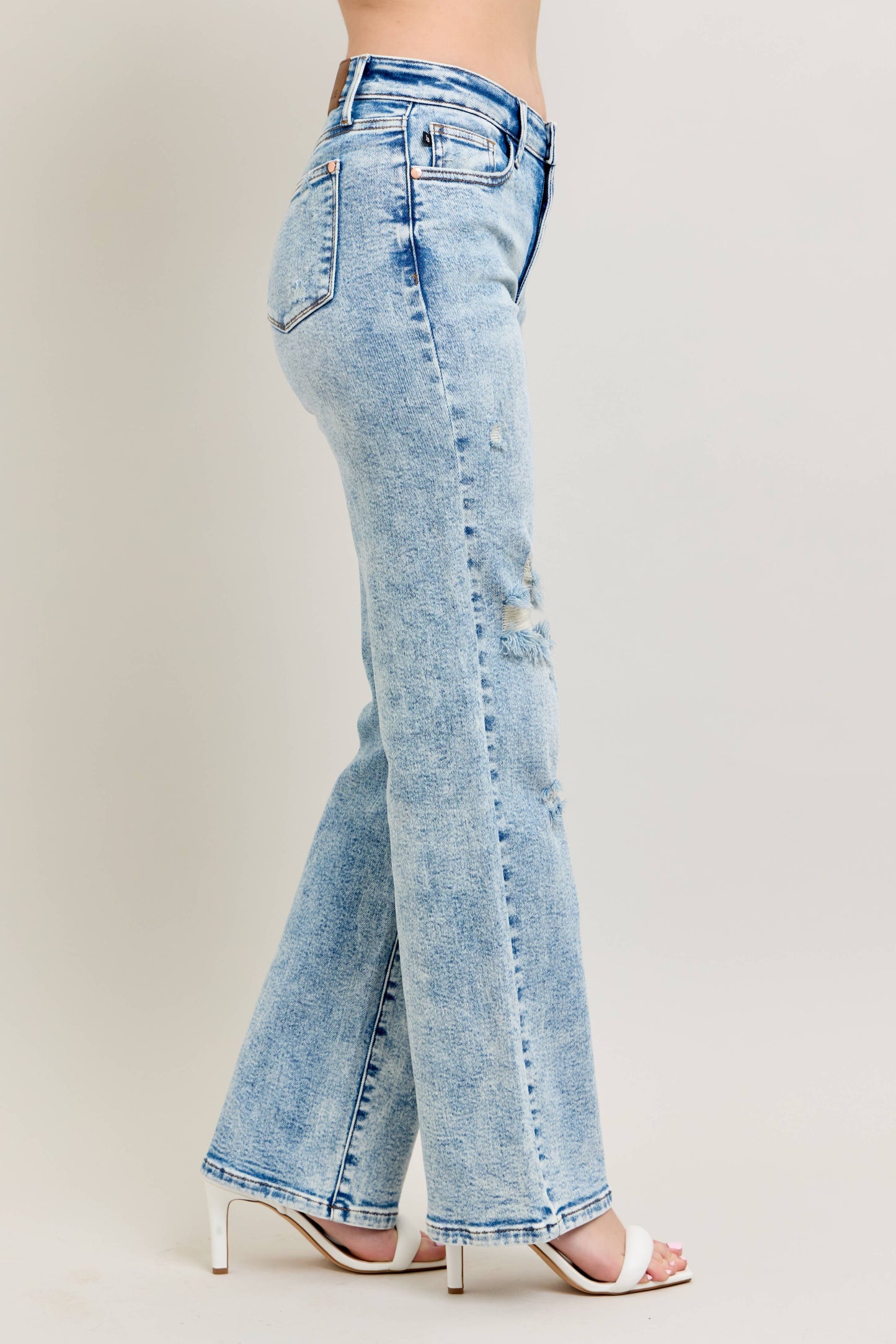 Mineral Wash High Waisted Distressed 90's Straight