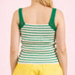 Crochet Sleeve Striped Knit Tank Top
