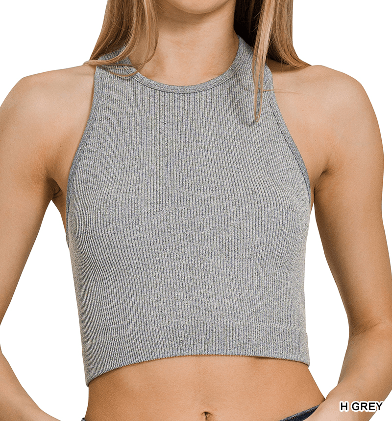 Ribbed Seamless High Neck Crop Top - The Salty Mare
