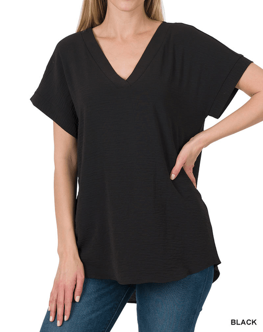 Theresa Woven V-Neck Top - The Salty Mare