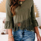 Green Cross-over Fringe Crop Top - The Salty Mare