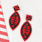 Glitzy Post Football Dangle Earrings - Red & Black - The Salty Mare