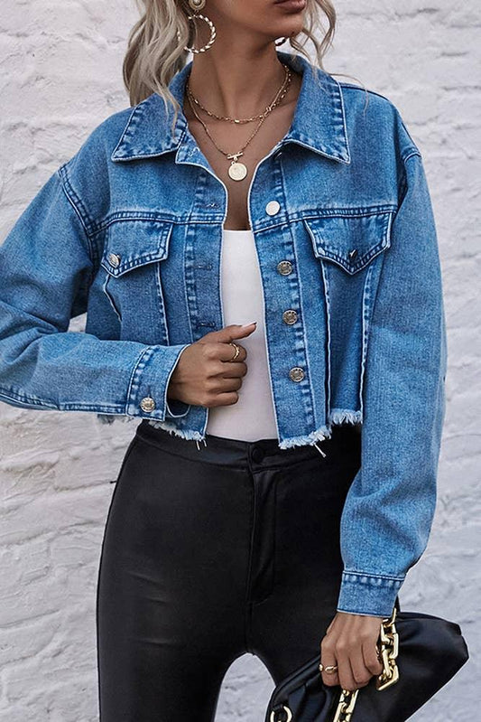 Edgy Cropped Jean Jacket - The Salty Mare