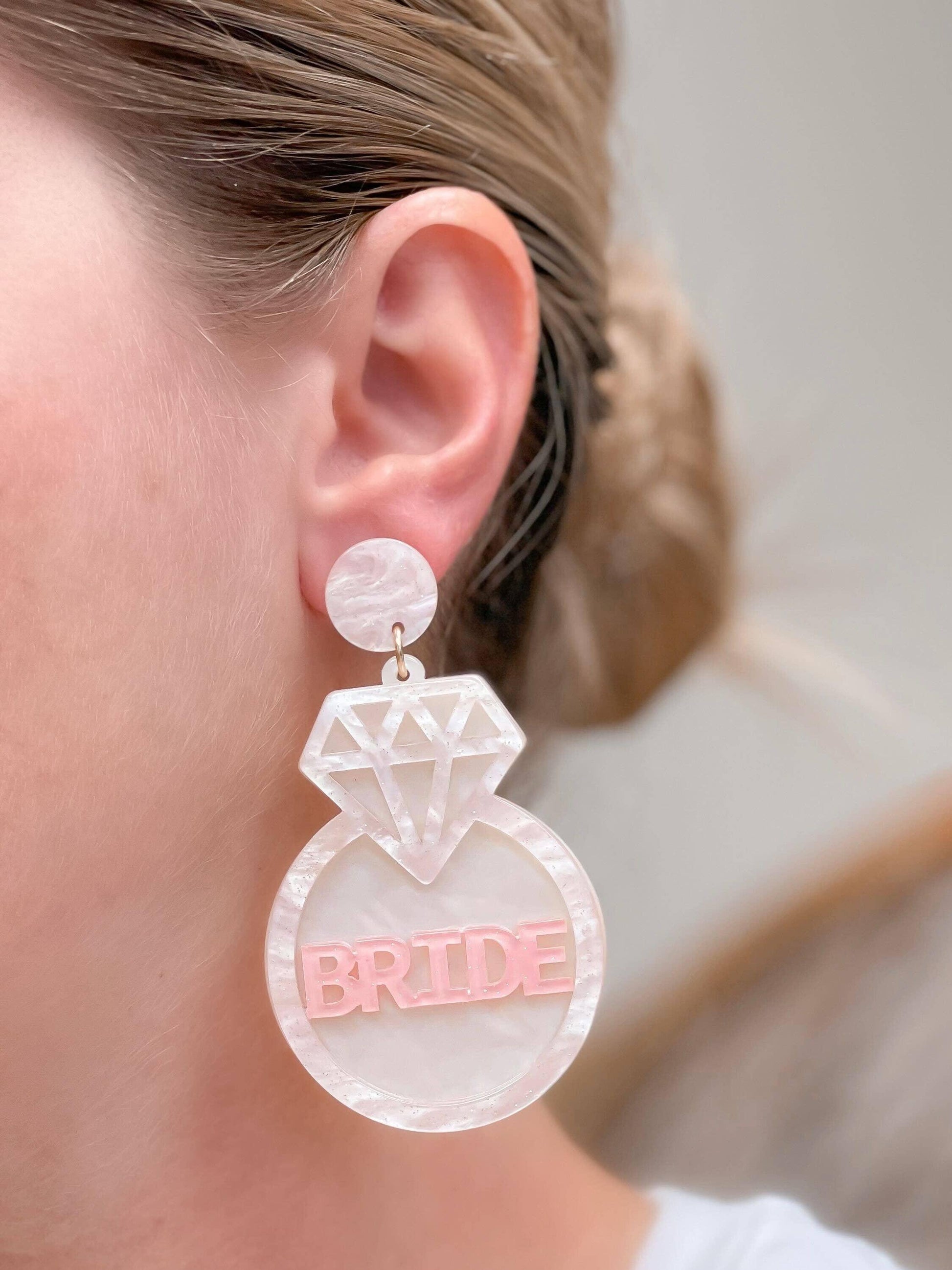 Acrylic 'Bride' Ring Dangle Earrings - The Salty Mare