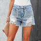 Fringe rhinestone ripped denim shorts - The Salty Mare